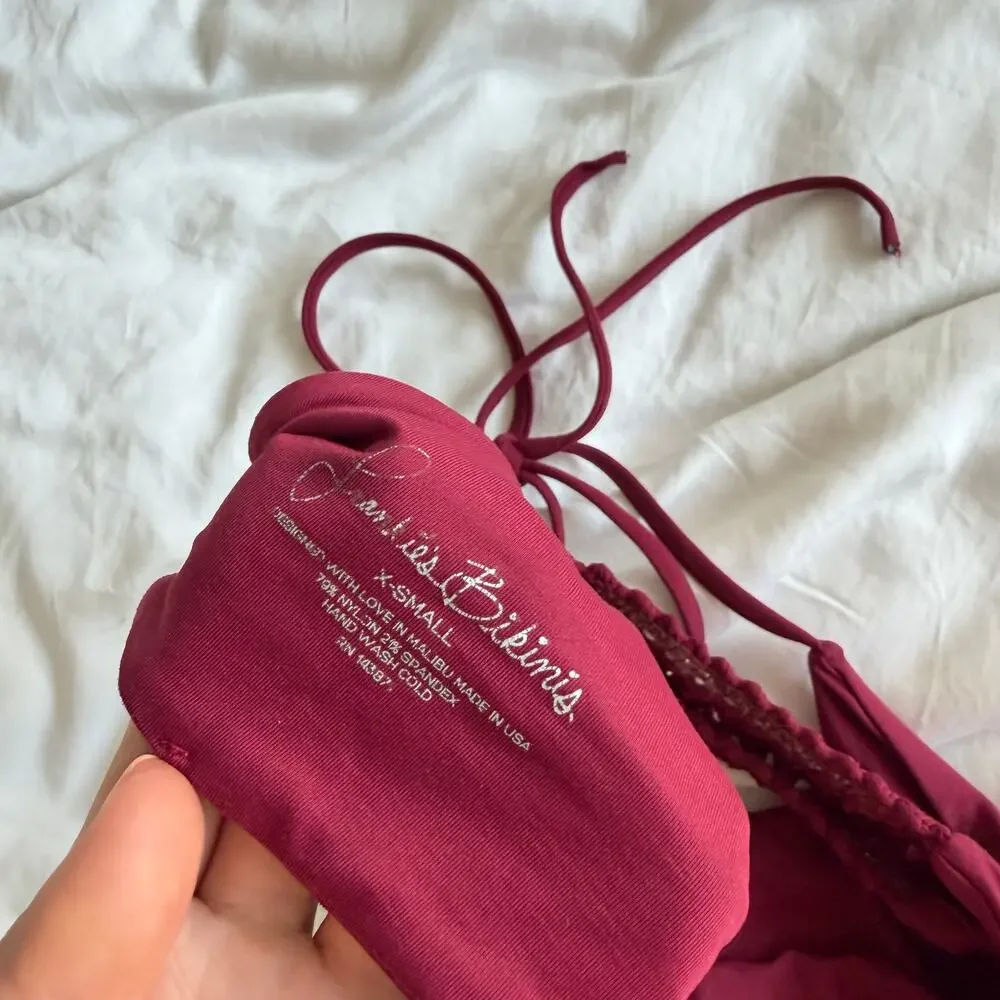Frankie's Bikinis Maroon Red Bikini Top Size S